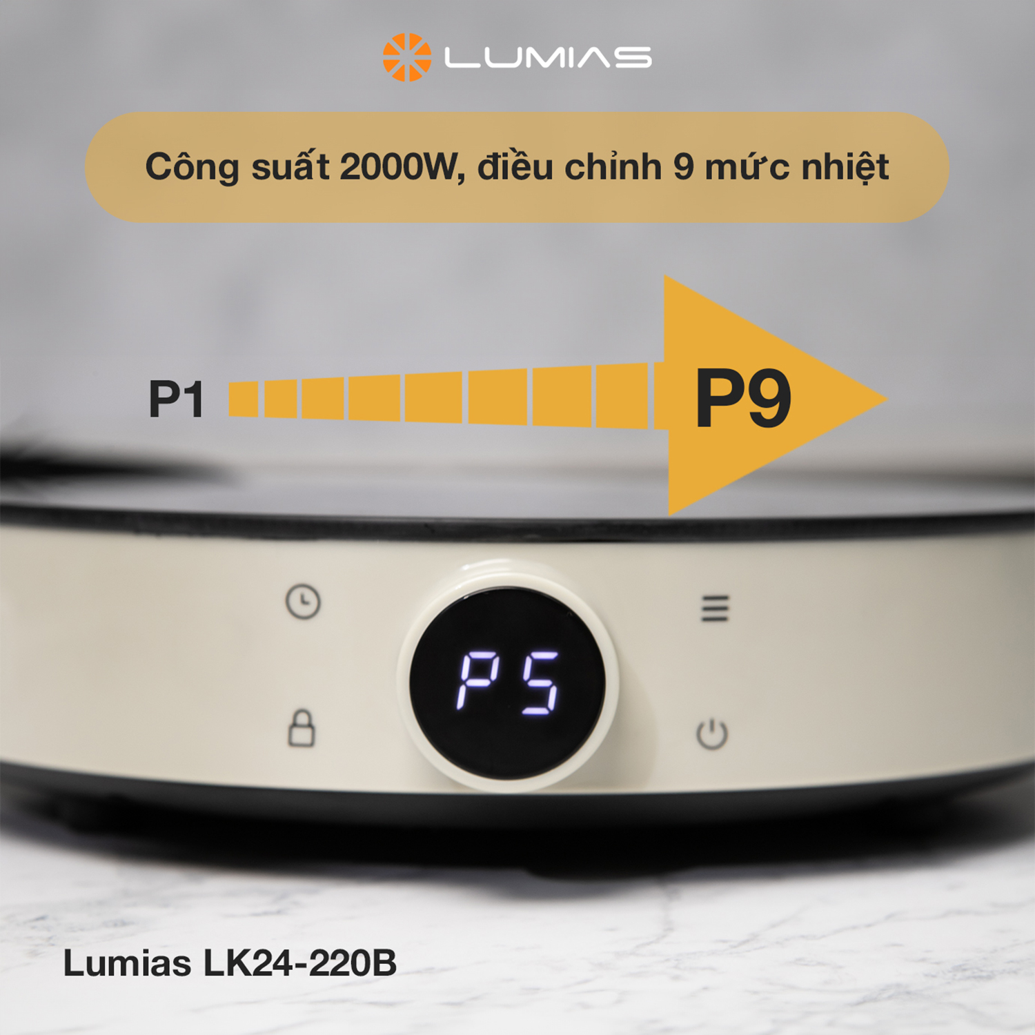 Bếp từ Lumias LK24-220B lý tưởng với 9 mức nhiệt độ