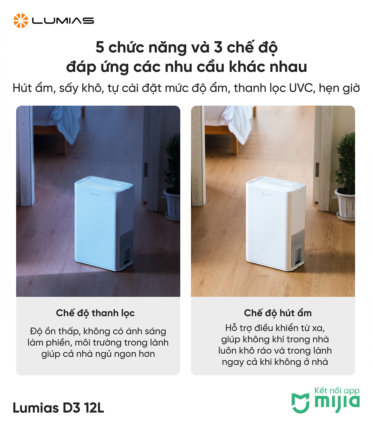 Với 5 chức năng và 3 chế độ nhằm đáp ứng các nhu cầu khác nhau