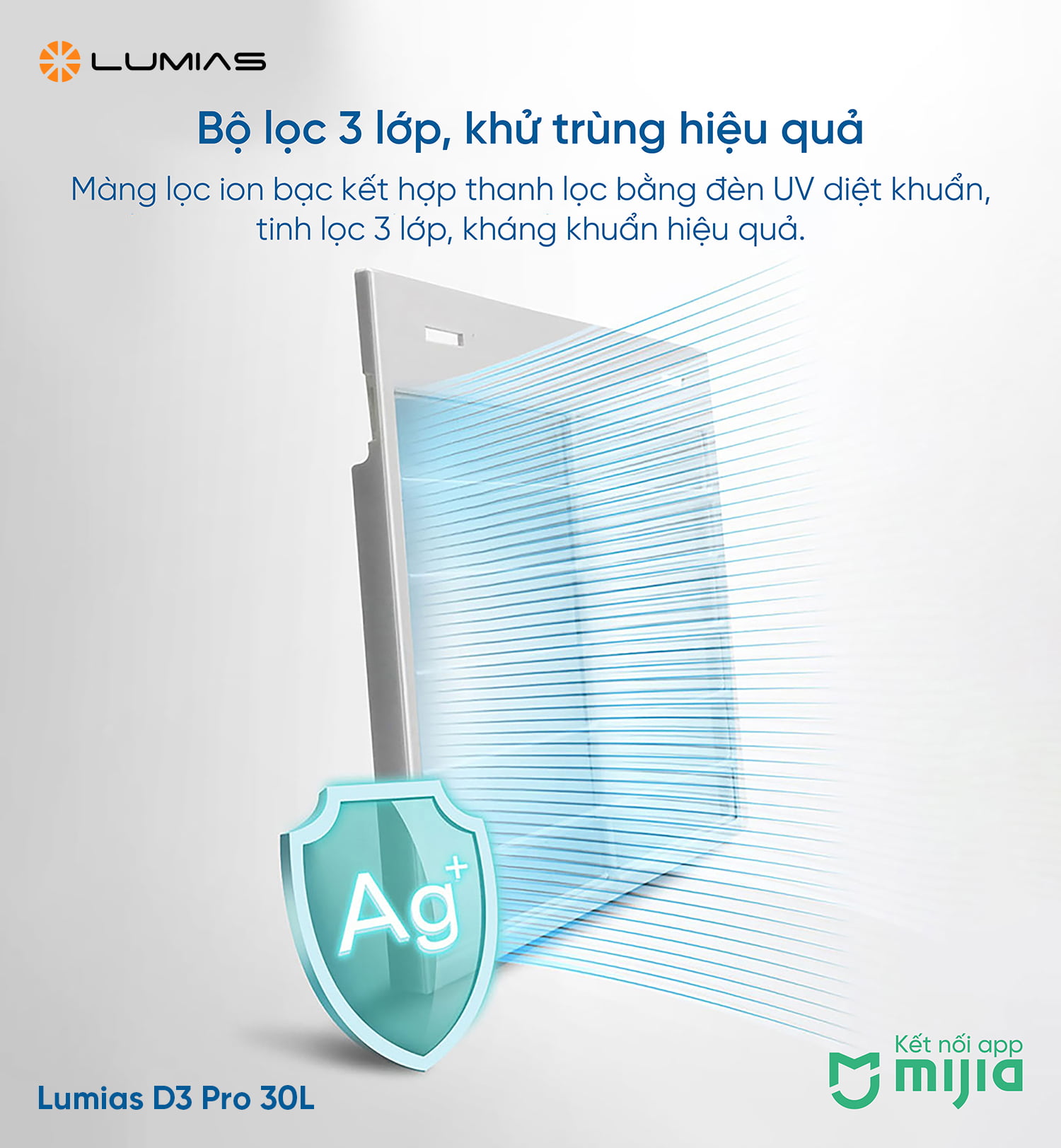 Máy hút ẩm D3 Pro khử trùng hiệu quả