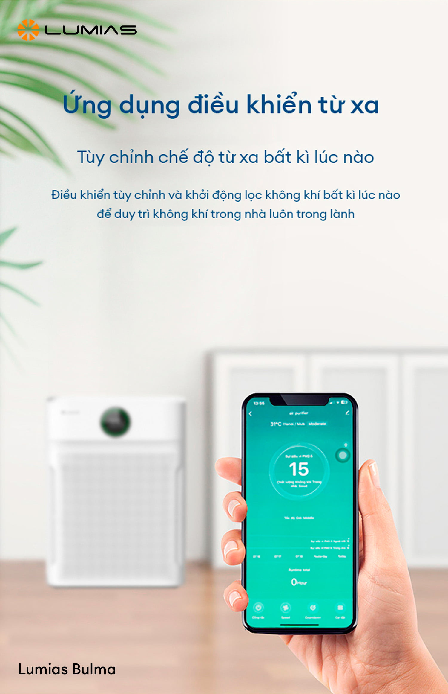 Điều khiển từ xa máy lọc Lumias Bulma dễ dàng