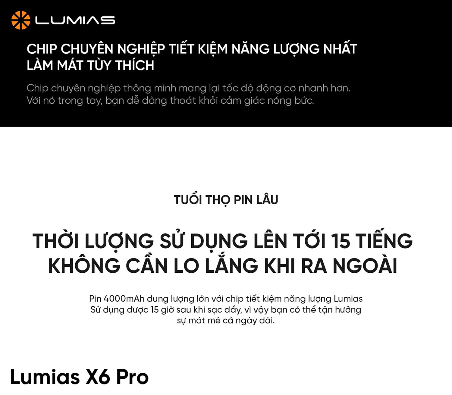 X6 Pro có dung lượng lớn, sử dụng tới 15 tiếng